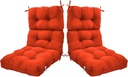 Tufted Deep Seat Cushions High Back Cushions Indoor Outdoor Patio Seating Cushions Orange Red Set of 2