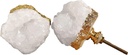 2 Pack Gold-Plated Crystal Stone Cabinet Knobs Irregular Shape Natural Gemstone Door Handles White Quartz Geode Drawer Pulls