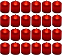 LANKER 24 Pack Flameless Led Tea Lights Candles, Flickering Red Battery Operated Electronic Fake Candles, Decorations for Wedding, Party, Christmas, Halloween (Red)
