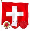 XIFAN Premium Switzerland Swiss Flag 3x3 Outdoor, Double Sided Embroidered Cross, Heavy Duty 210D Nylon Swiss National Country Flags, Longest Lasting with 4 Stitch Hemming/Brass Grommets