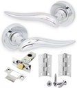 1 Set Internal Solid Brass Lever on Rose 'Fiorella' Door Handle Pack Latch+Hinge