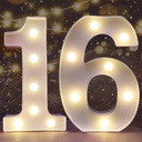 Pooqla Decorative Led Light Up Number Letters, White Plastic Marquee Number Lights Sign 16th Birthday Decorations for Girls Boys Party Wedding Decor Battery Operated Number (16)