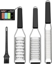Cambom Lemon Zester Grater Three-piece Suit - Heavy Duty Kitchen Tool for Parmesan Cheese, Ginger, Garlic, Nutmeg, Chocolate, Vegetables，Fruits，Stainless Steel Grater Dishwasher Safe Black