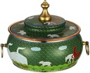 Beijing Chinese Copper Shabu Shabu Hot Pot, Cloisonné Design, Single Person, Suitable for Induction, Gas Electric Stoves(White)