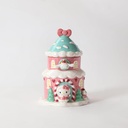 Hello Kitty and Cinnamoroll Holiday Snowy House Cookie Jar, 7.5" L x 7.25" W x 10" H Created by Blue Sky Clayworks