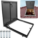 Thickened Roof Steel Security Door, Roof Access Hatch, Attic Access Door, with Hydraulic Support Rod and Switch Type Handle, Galvanized Powder Coated, 23.6" L X 23.6" W