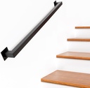 4FT Stair Railing Indoor, Matte Black Square Tube Handrail, 500lbs Load Capacity, Wall Mounted Stair Railing, Industrial Non-Slip Hand Rails for Indoor Stairs, Bathroom, Loft, Elderly & Kids