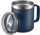 ALOUFEA 12oz Stainless Steel Insulated Coffee Mug with Handle, Double Wall Vacuum Travel Mug, Tumbler Cup with Sliding Lid, Navy
