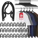30 Pcs Travel Hangers Portable Foldable Travel Hanger Organizer, Plastic Cruise Essentials Clothes Drying Rack Folding Hangers for Camping Flying RV Europe Vacation Essentials Suitcase, Black