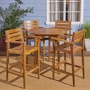 Great Deal Furniture Noble House Stamford Outdoor 5 Piece Acacia Wood Bar Set in Teak
