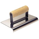 Kraft Tool CF103 1/2-Inch 1/2-Inch Radius 5/8-Inch Lip Stainless Steel Sidewalk Edger with Wood Handle, 8 x 6-Inch