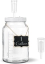 1 Gallon Large Fermentation Jar with Airlocks and Airtight SCREW Lid, Wide Mouth Glass Jar with Scale Mark, Heavy Duty Fermentation Lid with Silicone Gasket and Seal, Pickle Jar