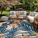 Rugshop Tropical Floral Leaves Indoor/Outdoor Area Rug Durable Polypropylene, Non-Shedding, Easy to Clean, Perfect for Patio, Backyard, Deck and Outdoor Lounge, High Traffic Areas, 12' x 15'