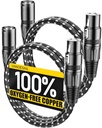 XLR Cables, 3ft 2 Pack Microphone Cable, XLR Male to Female Balanced Microphone Cord 3 pin, 3 Foot Short mic Cord Oxygen-Free Copper (OFC) Nylon Braided