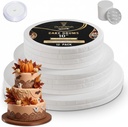 12-Pack Cake Drums 8,10 & 12 inch Fully Wrapped Edge, Sturdy 1/2" Thick, Greaseproof, White | Free Prop Up Tool + Matching Ribbon | Professional Round Cake Boards for Tiered, Wedding, Birthday Cakes