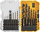 DEWALT Drill Bit Set, 3-Flats Shank,14-Piece, 135 Degree Split Point, for Plastic, Wood and Metal (DWA1184)