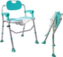 Foldable Shower Chair with Armrests and Backrest, 5 Levels Adjustable Upgraded 3D Seat Shower Folding Seat for Private Washing, Non-Slip Feet Heavy Duty Bathtub Chair