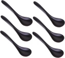 6pcs Restaurant Spoon Tablespoon Formula Dispenser Won Ton s Soup Ladles Soup s Ice Cream s Food Serving Dinnerware Cocktail Decor Black