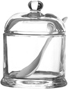 Garneck Kitchen Glass Condiment Dispenser with Ceramic Spoon Versatile Spice Holder for Salt Pepper Sauces and Sugar Elegant Storage for Home and Commercial Use