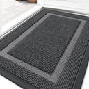 OLANLY Front Door Mat Indoor Outdoor Entrance, Waterproof All-Season, All-Weather Doormat, Sturdy Natural Rubber, Fade Resistant, Low Profile, Easy Clean Patio Porch Entryway Mat, 29.5x17, Grey