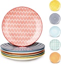 KitchenTour Large Porcelain Dinner Plates Set of 6, 10 inch Ceramic Curve Serving Plate Dishes for Salad, Dessert, Steak, Pasta, Microwave and Dishwasher Safe