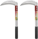 HARFINGTON 2pcs 6 Inch Brush Clearing Sickle with Wear-Resistant Steel Blade and Red Plastic Handle, Billhook Machete Knife for Gardening, Camping, Land Management, Outdoor