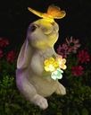 YODY Solar Garden Statues Outdoor Decor- Yard Decorations for Patio, Balcony, Backyard, Lawn Ornaments - Rabbit Figurines with LED Light- Unique Birthday House Warming Gifts for Women, Mom, Grandma