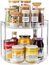 2 Tier Lazy Susan Organizer, 9.25'' Lazy Susan Turntable for Cabinet, Stackable Turntable Organizer Rotating Spice Rack Organization for Kitchen Countertop, Pantry, Bathroom, Clear