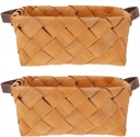 Zerodeko 2pcs Woven Storage Basket for Home Organization Handheld Fruit and Vegetable Basket for Kitchen Counter and Picnic Use