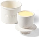 Butter Crock with Lid for Countertop - Ceramic French Butter Dish for Spreadable Soft Butter, Butter Container Holder with a Water Seal, Housewarming Gift, Kitchen and Home Decor, Speckled White