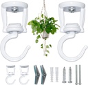 ONIKK Ceiling Hooks for Hanging Plants (2 PCS White), Heavy Duty Metal Plant Hooks, Screw in Hooks for Hanging Birdfeeders, Lamps, Planters, Indoor Outdoor Wall Baskets Hooks up to 33 lbs