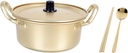 1set Korean Ramen Pot Aluminum Double Ears Noodle Pot -scald Lid Spoon Chopsticks for and Serving for Housewarming and Quick Meals