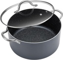 BEZIA 10 Quart Cooking Pot, Large Non Stick Induction Stock Pot with Lid, All Stove Compatible, 10 QT Aluminum Soup/Stew Pot For Large-batch Cooking, Grey