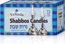 Yehuda 3 Hour White Shabbos Candles (72 Count) Traditional Shabbat Dinner Table Household Candles