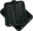 General Electric GE Appliances Broiler Pan with Rack for Oven, Non-Stick Pan, 2 Piece Black Porcelain Coated Carbon Steel Roasting Pan, Durable and Dishwasher Safe, WB48X10056, Genuine GE OEM Part