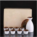 Wine Set Ceramic Sake Set, Handmade in Japanese Style,White