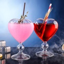 BestAlice 2 Pcs Cocktail Glass Martini Glasses, 8 Oz Creative Heart Shaped Cocktail Glasses With Straw, Crystal Glass Romantic Goblet For Wine Juice Whiskey Home Bar Party Club Glassware Gift, Glossy
