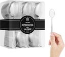Mini Dessert Spoons - Bulk Pack of 100 Clear Disposable 4 Inch Plastic Appetizer Spoons - Real Flatware Look - Bpa Free - Food Safe