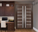 SARTODOORS Quadro 4088 | Double Swing Interior French Doors with Glass with Frosted Glass, MDF, Prehung, Hardware Included, 48x84, Brown, Modern