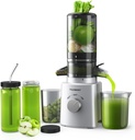 Cold Press Juicer with 8 Juice Bottles - Masticating Juicer Machines for Fruits and Veggies, 4.25" Large Feed Chute, Easy to Clean,Silvery