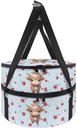 Insulated Casserole Carrier, Cow Design Portable Round Thermal Pie Carrier Slow Cooker Bag Oil-Proof Insulated Cake Carriers Casserole Carrier Cooler Bag Lunch Bag for Potluck