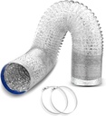 4-Inch Aluminum Flexible Dryer Vent Hose Duct, 10FT HVAC Ducting for Exhaust Ventilation Projects, Includes 2 Stainless Steel Clamps-D120