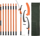 VEVOR Manual Pole Saw, 7.3-27 ft Extendable Tree Pruner, Sharp Steel Blade and Scissors High Branches Trimming, Branch Trimmer with Lightweight 8 Fiberglass Handles, for Pruning Palms and Shrubs