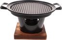 Toyvian Portable Non Stick BBQ Grill Plate with Board Smokeless Mini Barbecue Stove for People Lightweight Durable Outdoor and Indoor Cooking Rack for Camping and Home Use