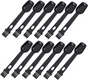 VICASKY 12pcs Multifunctional Coffee Scoop with Cleaning Brush Lightweight PP Material Comfortable Grip Firm Bristles for Coffee Powder Tea Milk Sugar Practical Detailing Tools for Daily