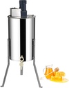 VEVOR Electric Honey Extractor 2/4 Frame, Stainless Steel Beekeeping Extractor Equipment, Honeycomb Drum Spinner with Adjustable Stand and Clear Lid, Pro Apiary Centrifuge Extraction Equipment