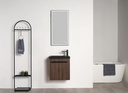 Blossom 20-Inch Wall Mounted Bathroom Vanity with Black Acrylic Sink – Modern Floating Plywood Cabinet, Space-Saving Design for Small Bathrooms (Dark Walnut)