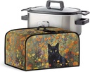 Slow Cooker Cover Stain Resistant Slow Cooker for Crock Pot Protection Cover with Top Handle and Side Pockets Kitchen Appliance Accessories Universal Fit Size, Black Cats Floral