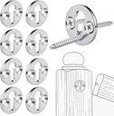 Shimeyao 8 Sets Newel Post Fastener, Newel Post Mounting Kit, Column Handrail to Pole Fastener, 1 1/4 Inch Diameter x 1/8 Inch Thickness Hardened Steel Plate with 1 Round Steel Plate 3 Long Screws