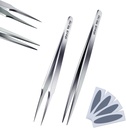 stedi 2PCS Precision Thickened Tweezer Set, Model Hobbyist Tools, Ultra Precision Premium Stainless Steel Tweezers for Gundam, Scale Military Models, 3D Resin Parts, Industrial Tweezers